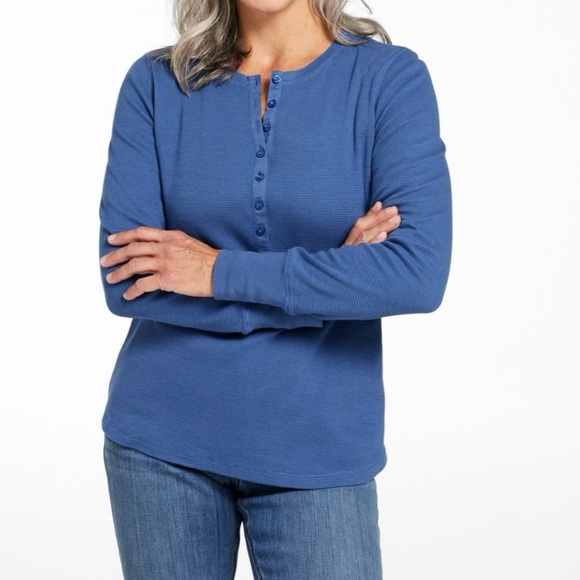 L.L. Bean Heather Gray Henley Top - Picture 7 of 7